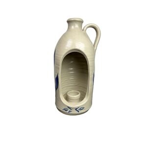 Williamsburg Pottery Stoneware Candle Holder Lantern Jug Blue Folk Art Cottage